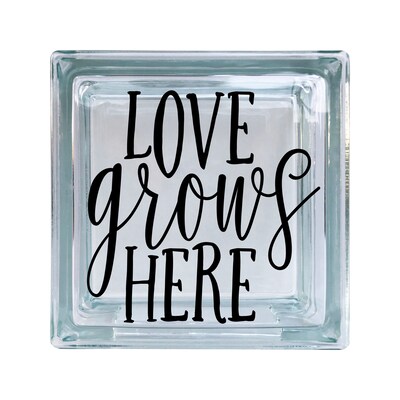 Love Grows Here Marriage Wedding Inspirational Vinyl Decal For Glass Blocks, Car, Computer, Wreath, Tile, Frames, A - image1